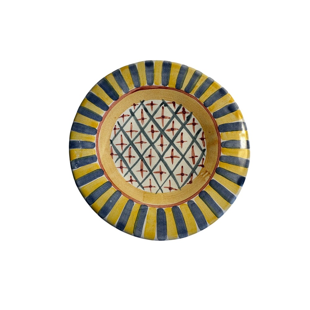 Vintage MacKenzie-Childs Monet Bread Plate 7.25" Yellow Blue 1994 Hand Painted